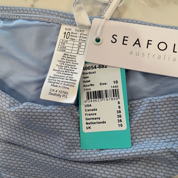 NWT Seafolly Light Blue Bikini Top and Bottom, Sz 6, Stardust Bluebell color - Picture 4 of 13